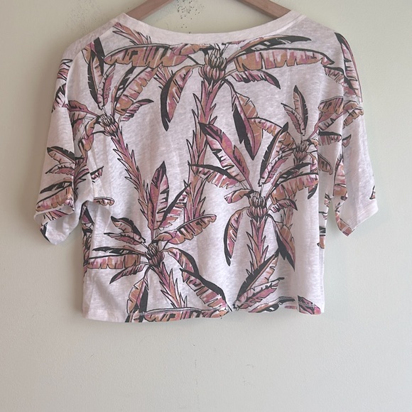 NWT Forever 21 100% Linen Tropical Print T Shirt - Picture 3 of 5